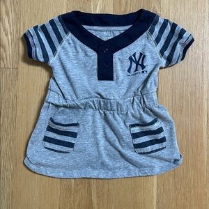 Yankees Gray and Navy Striped Baby Dress